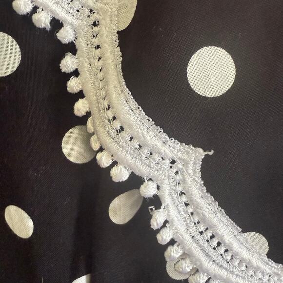 Vintage Miss Dorby Dress 14 Black White Polka Dot Cottage Core Coquette Prairie - Picture 7 of 8